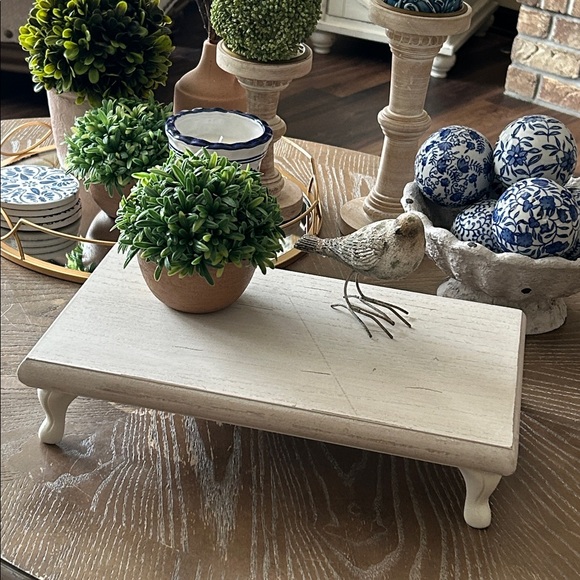 NEW! DISTRESSED Cottage Farmhouse Shabby CHIC WOOD & Metal Foot Display Riser - Picture 9 of 9